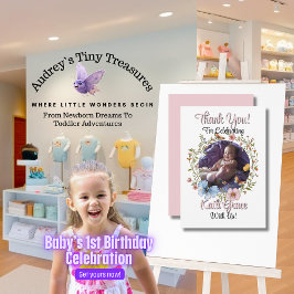 Flicka 1:a födelsedag Vår Kackerlacka Tack Kort