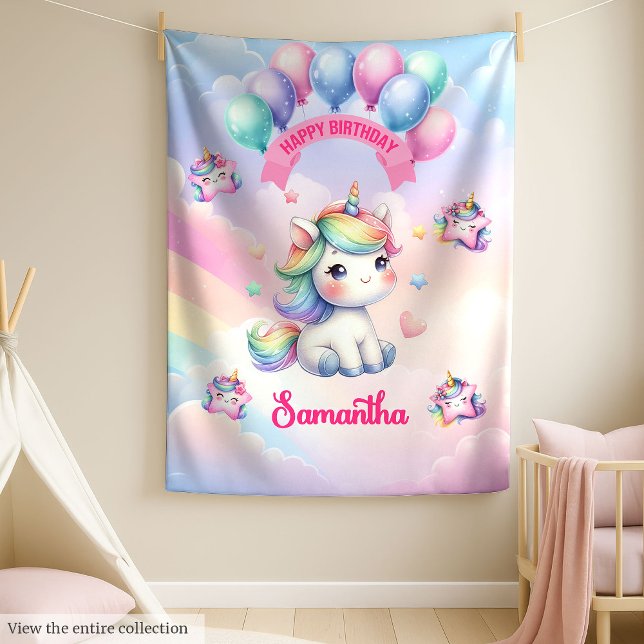 Flicka 1:a födelsedagen: Blanket Unicorn Pastel Gi Fleecefilt (Girl 1st Birthday Blanket Unicorn Pastel Gift)