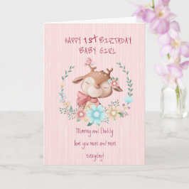 Flicka 1:a. Födelsedagskort Kort