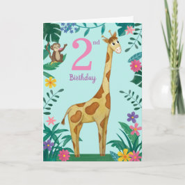 Flicka 2:a födelsedag Giraffdosa Kort