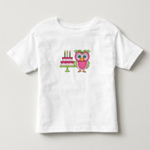 Flicka 2T ~ Rosa Birthday Uggla T-skjorta T Shirt