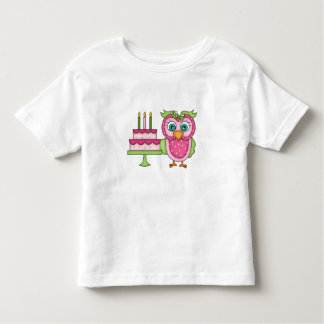 Flicka 2T ~ Rosa Birthday Uggla T-skjorta T Shirt