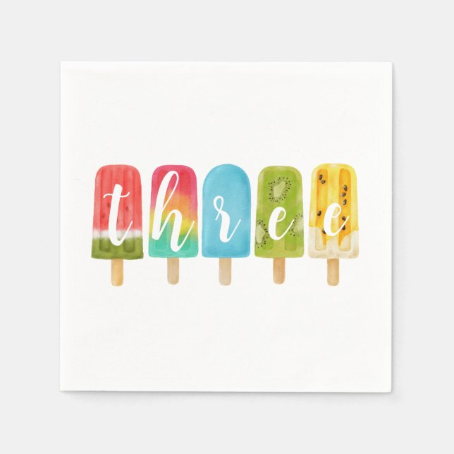 Flicka 3:rdn Birthday Sommarpopsicle Ice Cream Pappersservett (Framsidan)