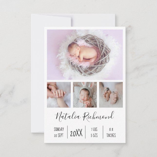 Flicka 4 Tack för fotofödelsemeddelande (Framsida)