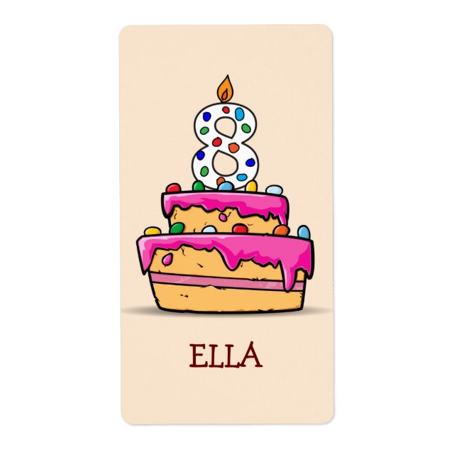 Flicka 8:e födelsedagen, 8:e på Sweet Rosa Cake Fraktsedel (Framsidan)
