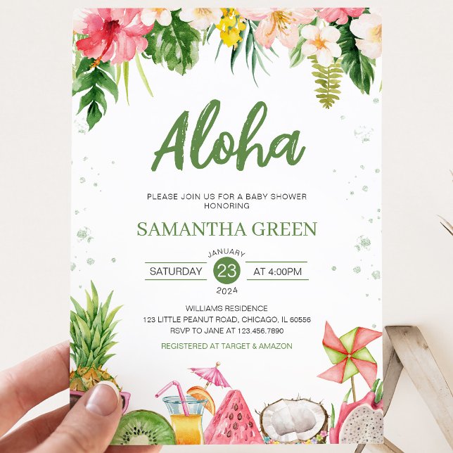 Flicka Aloha Hawaiian Baby Shower Inbjudningar (Skapare uppladdad)