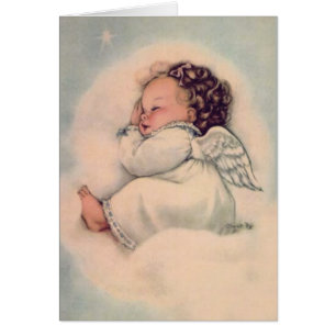 Flicka Angel Vintage Religiösa Hälsningskort