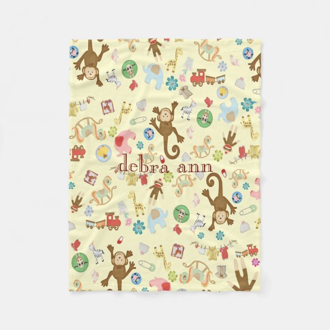 Flicka Animal Leksaker monogrammed Fleecefilt (Framsidan)