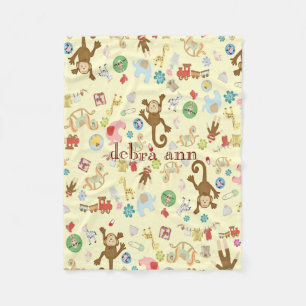 Flicka Animal Leksaker monogrammed Fleecefilt