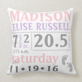 Flicka, annonseringsplan, rosa, lila, grått kudde