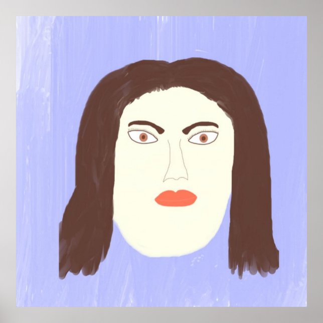 Flicka ansikte abstrakt målar konst poster (Framsidan)