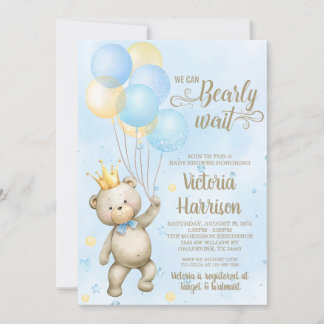 Flicka är inte korrekt, pojke björn baby shower in inbjudningar