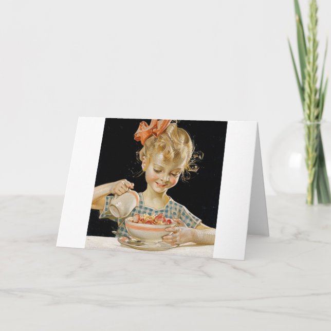 Flicka äter frukost kort (Framsida)