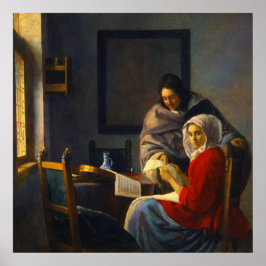 Flicka avbruten vid sin musik av Johannes Vermeer Poster