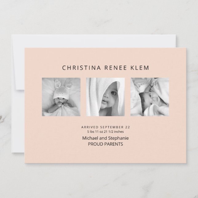 Flicka B/W Fotokollage Modern persikofödelse Meddelande (Framsida)