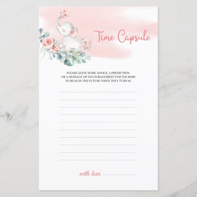 Flicka Baby Elefant Eukalyptus Krans Tids Kapsel (Framsida)