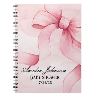 Flicka Baby Shower Blush Rosa Band Coquette Anteckningsbok