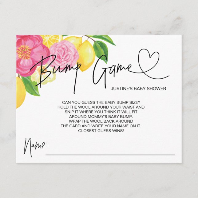 Flicka Baby Shower Game Gump Gump-kort Tilläggskort (Framsida)