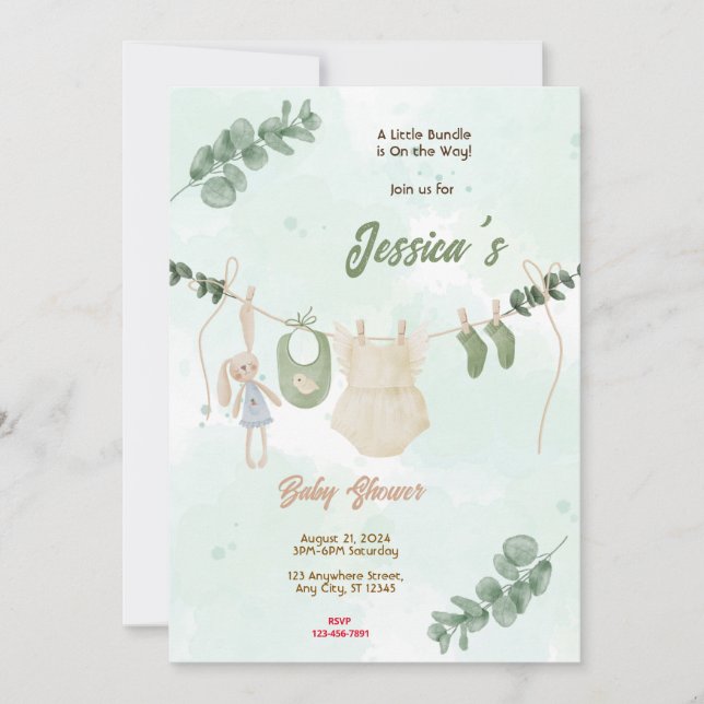 Flicka Baby Shower Inbjudningar (Framsida)