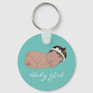 Flicka Baby Shower Nyfödd bebis Nyckelring