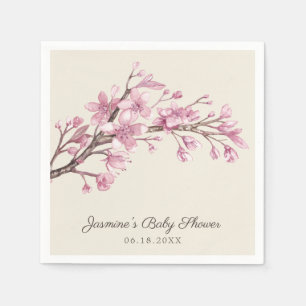 Flicka Baby Shower Rosa Blommigt Cherry Blommar Pappersservett