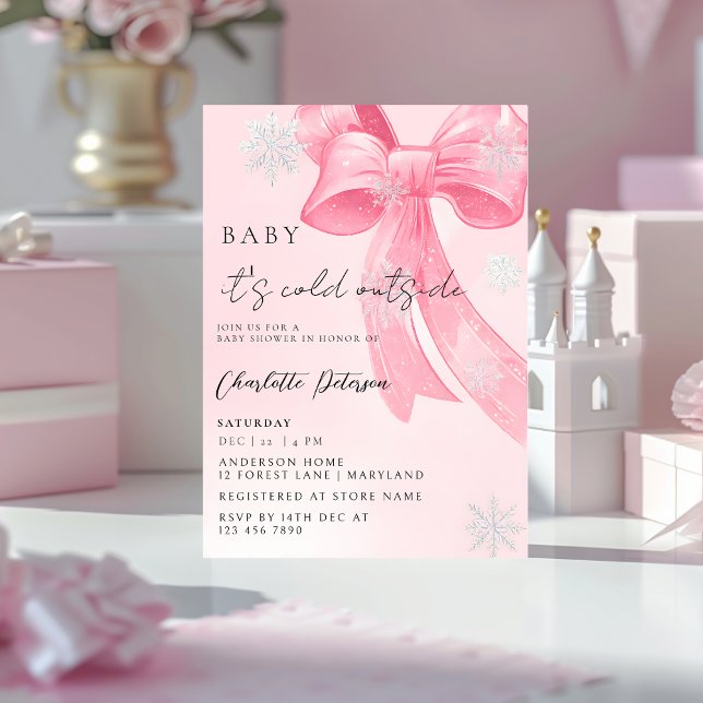 Flicka Baby Shower tallgrenar Vinter Slinga coquet Inbjudningar (Skapare uppladdad)
