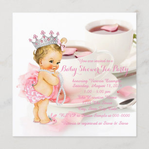 Flicka Baby Shower Tea Party Rose Petal Tea Cup Inbjudningar