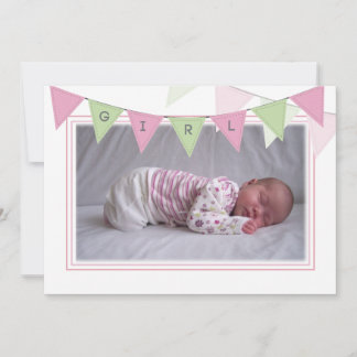Flicka Banner Flaggor Birth Photo Notice Inbjudningar