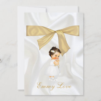 Flicka-baptism: Christening Guld Kor Tack Inbjudningar