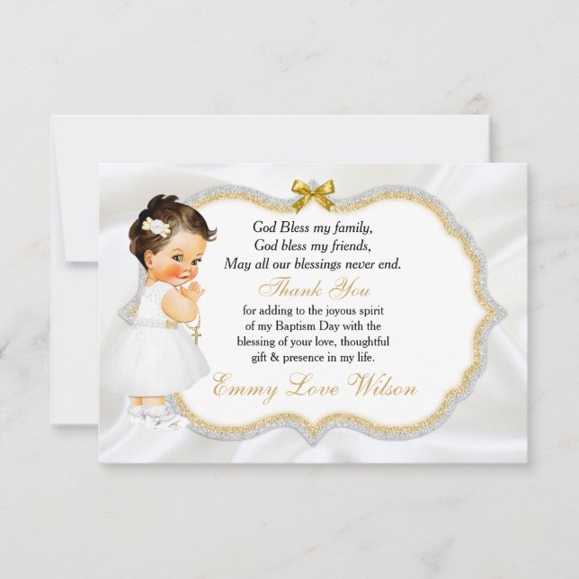 Flicka-baptism: Christening Guld Kor Tack Kort (Framsida)