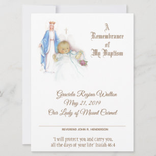 Flicka Baptism Christening Mary Certificate Julkort