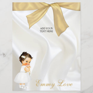 Flicka Baptism Christening White Guld