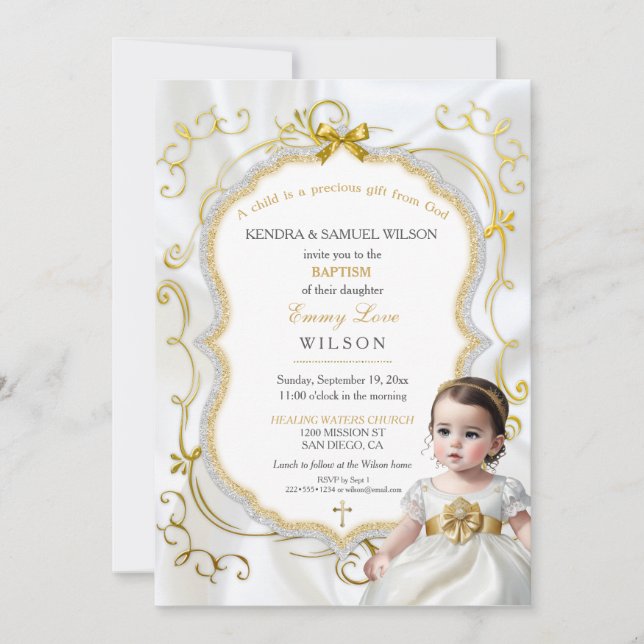 Flicka Baptism Comunion Christening Bible Inbjudningar (Framsida)