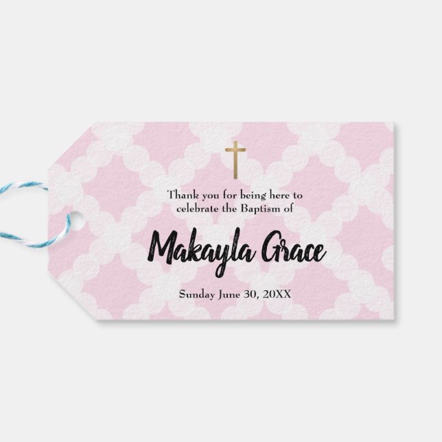 Flicka Baptism vågrät Tack Presentetikett (Baksidan Horisontell)