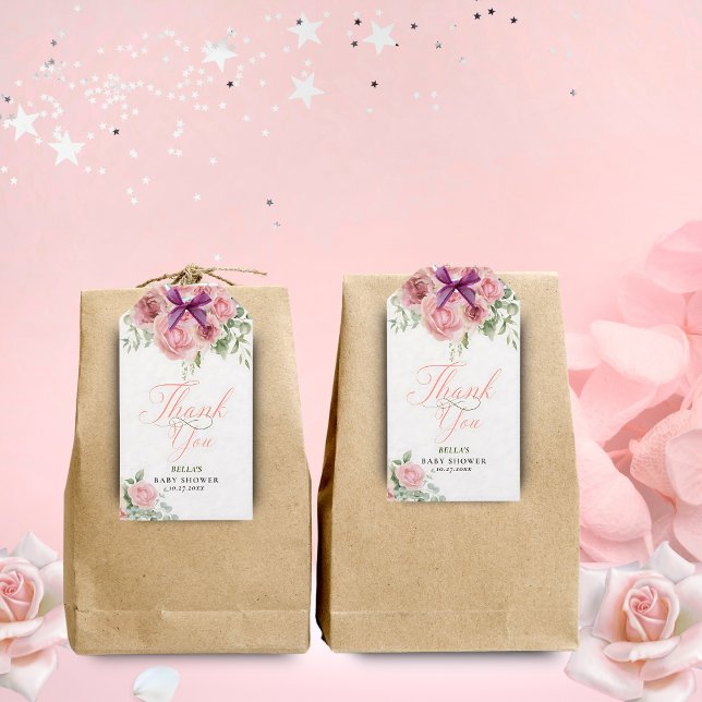 Flicka Bebis i blom Baby Shower Presentkort Presentetikett (Skapare uppladdad)