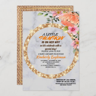 Flicka Bebis Shower Höst Pumpa Rustik Burlap Trä   Inbjudningar