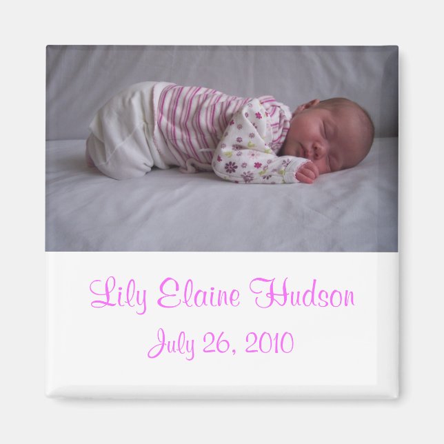 Flicka Birth Announcement Magnets Magnet (Framsidan)