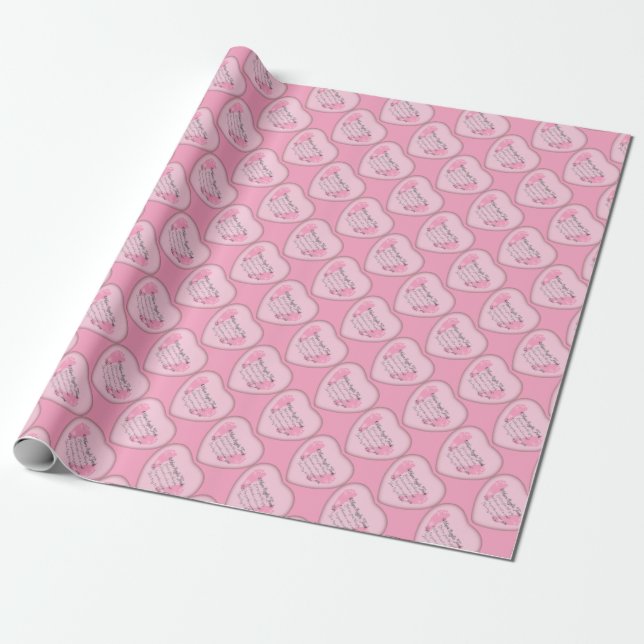 Flicka Birth-Footprint Heart Presentpapper (Utrullad)