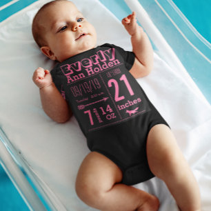 Flicka Birth Record Fox Rosa Lettering Tee Shirt