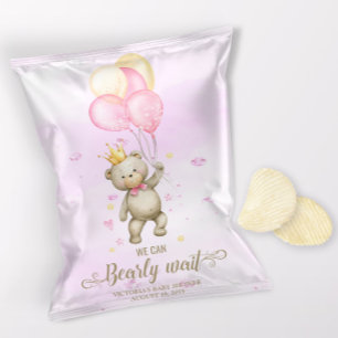 Flicka Björn Baby Shower Chipspåse Omslag Reklamblad