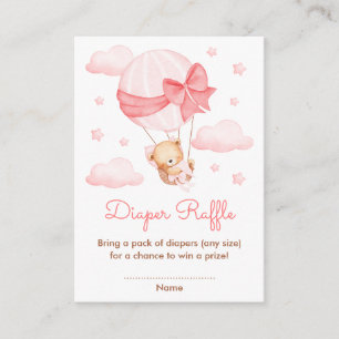 Flicka Björn Rosa Ballong Baby Shower Blöja Lotter Tilläggskort