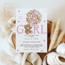 Flicka Björn Rosa Guld Ballonger Baby Shower