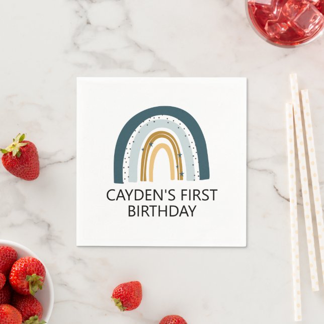 Flicka Blå Regnbåge Födelsedagsservetter Pappersservett (Insitu)