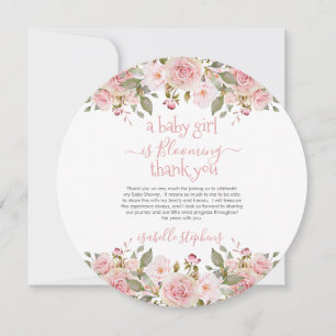 Flicka blommar Blommigten Baby Shower Tack Inbjudningar