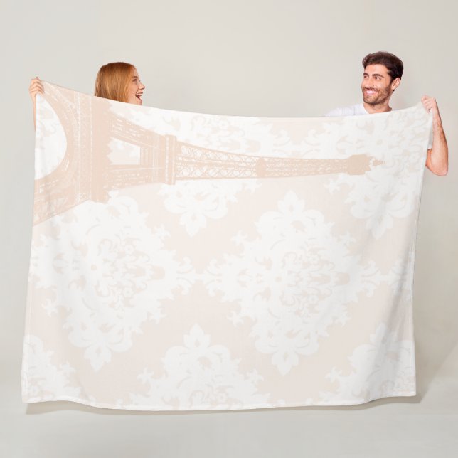 Flicka Blommigt Coral Blek Peach Eiffel Torn Fleecefilt (På plats)