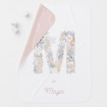 Flicka Blommigt Monogram Brev M Namn Initialer