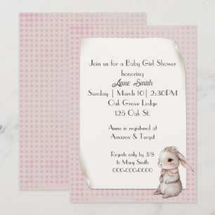 Flicka Boho Bunny Baby Shower Inbjudningar