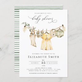 Flicka Boho Greenery Rustic Baby Shower Inbjudningar