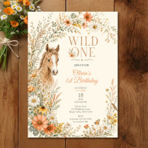 Flicka Boho Orange Vildblomma Häst Födelsedag