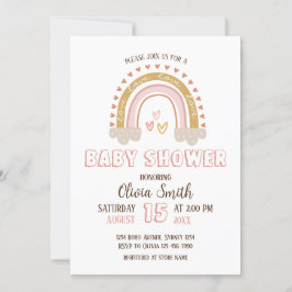 Flicka Boho Rainbow Baby Shower Inbjudningar